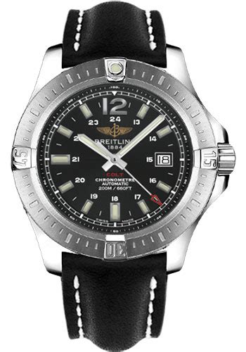 breitling colt auto black dial leather tang|Breitling .